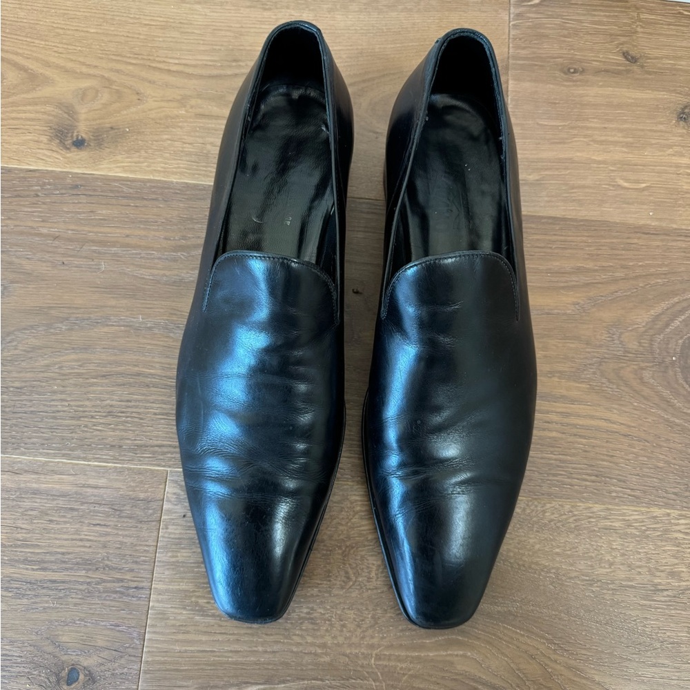 Men's Black Leather Slip ons
